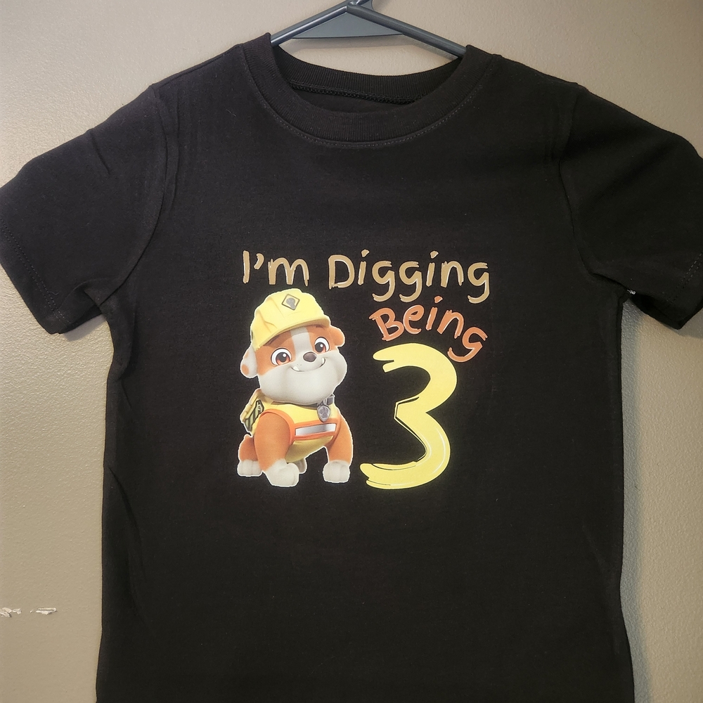 Black and Yellow Birthday Construction Tee